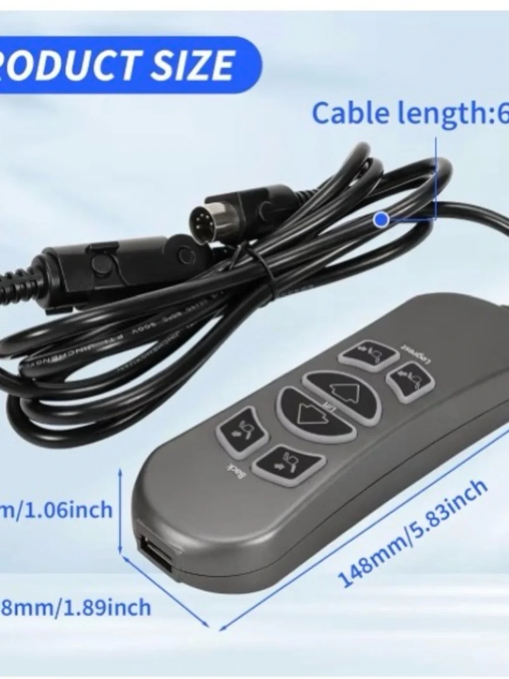 Universal Lift Chair Hand Control Remote with Cable for Catnapper 5 prong